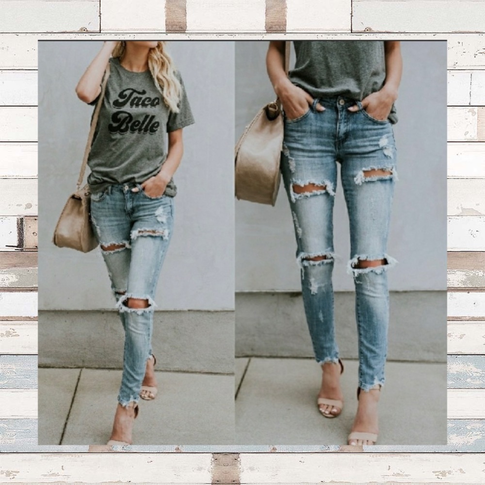 KanCan Distressed Light Wash Universal Skinny Jean - Picture 3 of 8